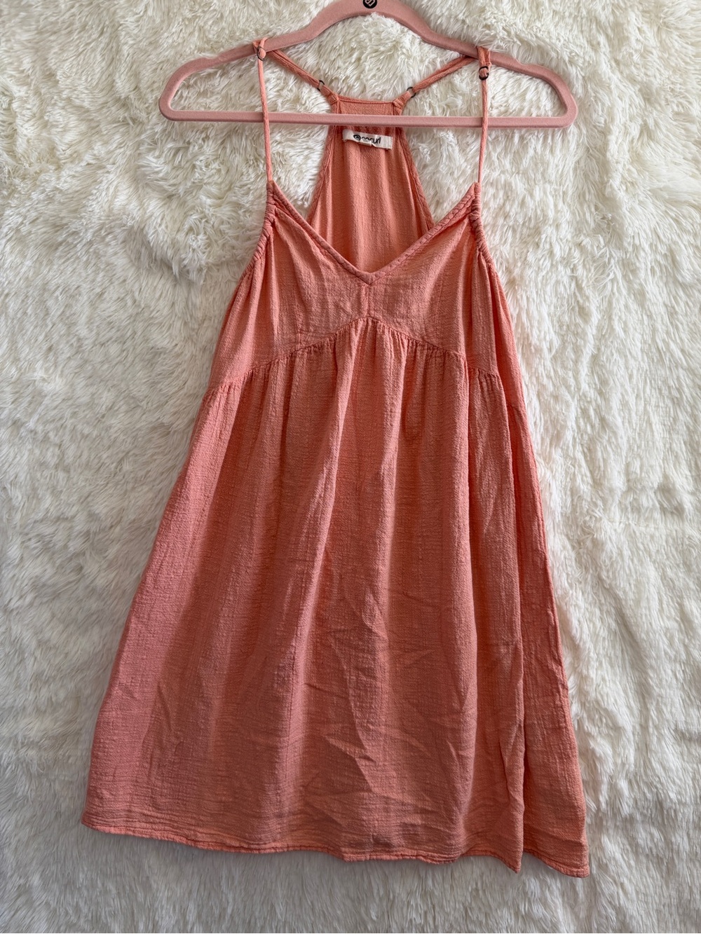 Rip Curl Womens Cotton Cover Up Beach Dress XS Peach Gauzy Lightweight Babydoll